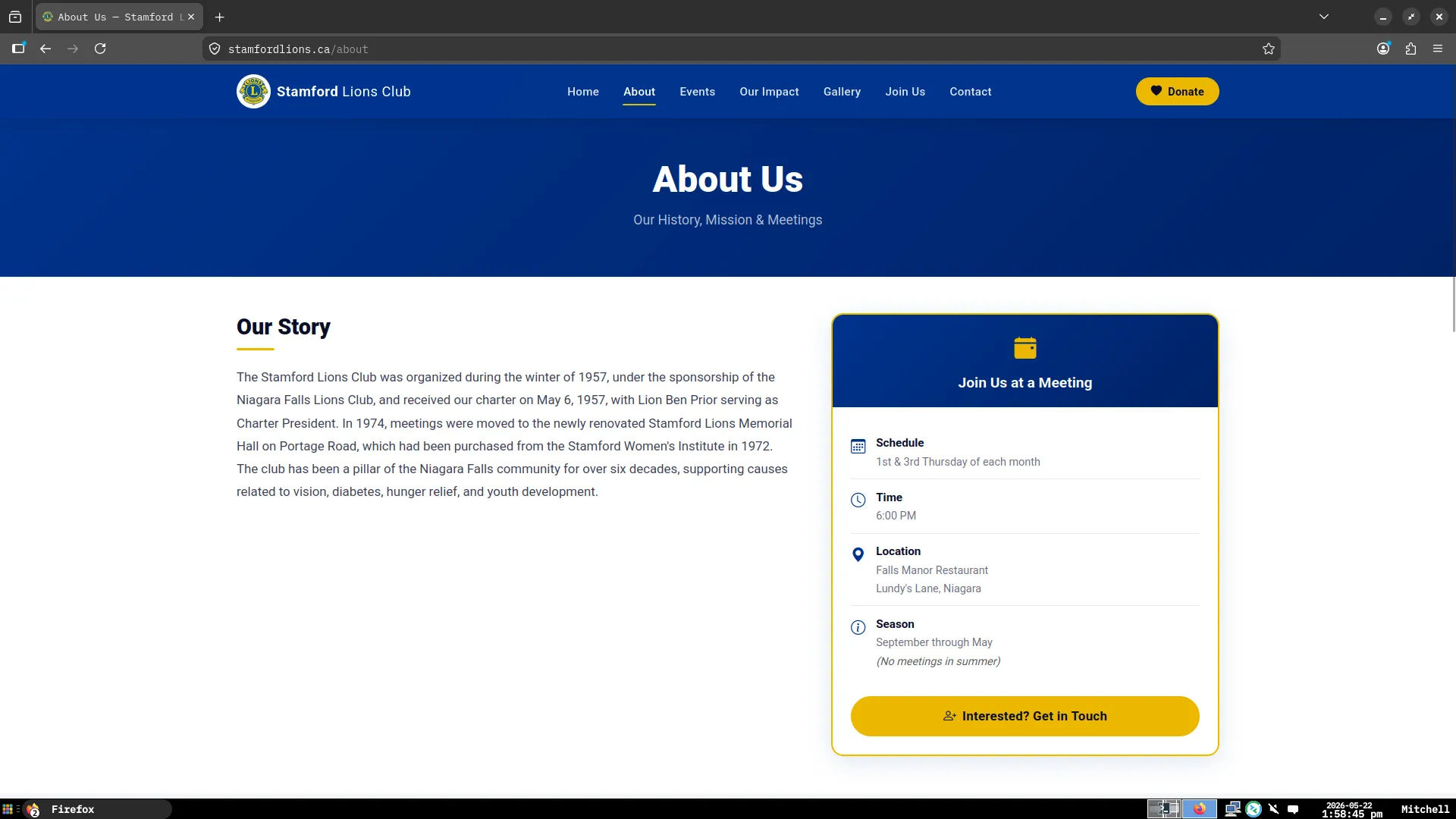 Lions Club Website screenshot 2